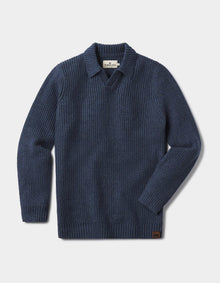Men | Marled Polo Sweater | Steel Blue