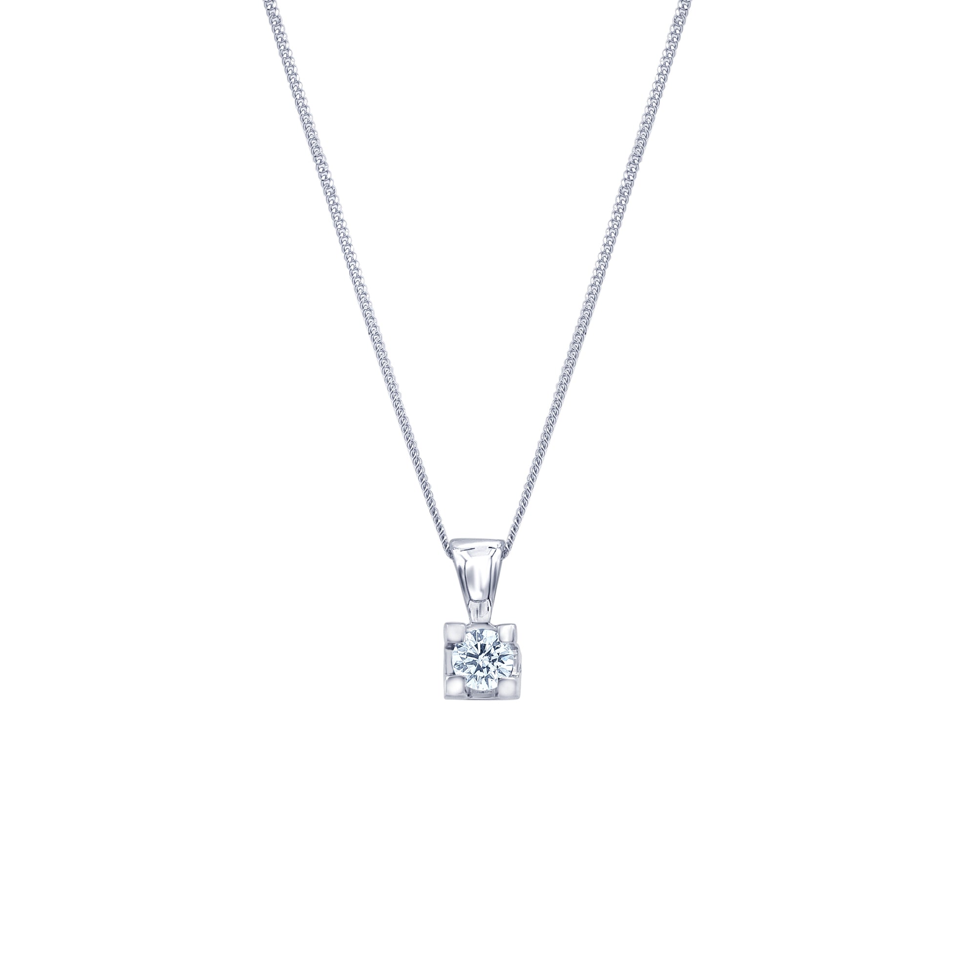 0.15 CT Round Natural Diamond | Pendant Necklace | 14K White Gold | I Color | I1 Clarity