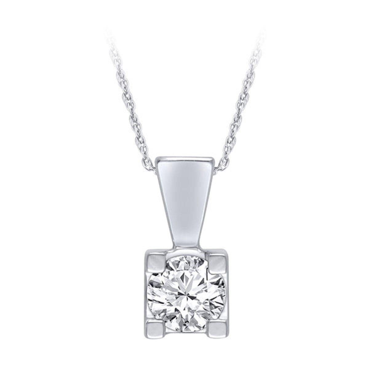 0.15 CT Round Natural Diamond | Pendant Necklace | 14K White Gold | I Color | I1 Clarity