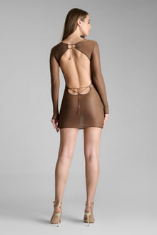 Short Open Back Long Sleeve Dress - French Kiss Light