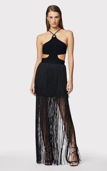 Tiered Fringe Skirt | Black