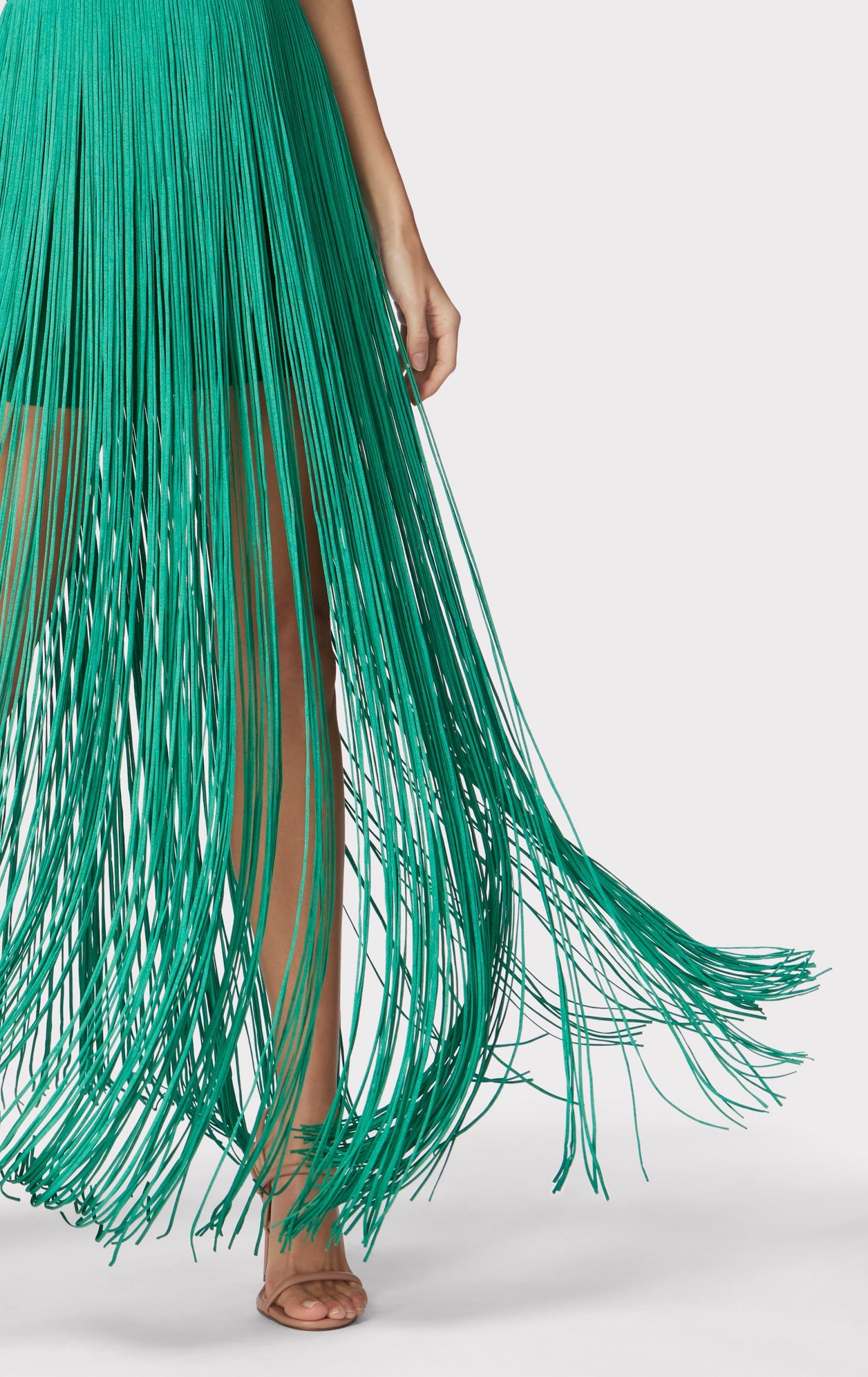 Contour Bust Wide Strap Fringe Gown | Cypress