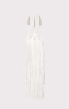 Draped Fringe Asymmetrical Gown | Alabaster