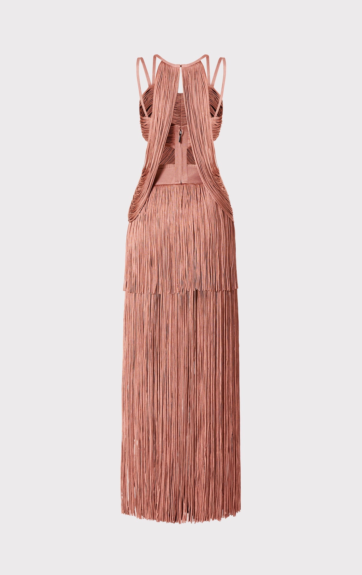 Strappy Bandeau Fringe Gown | Terracotta