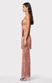 Strappy Bandeau Fringe Gown | Terracotta