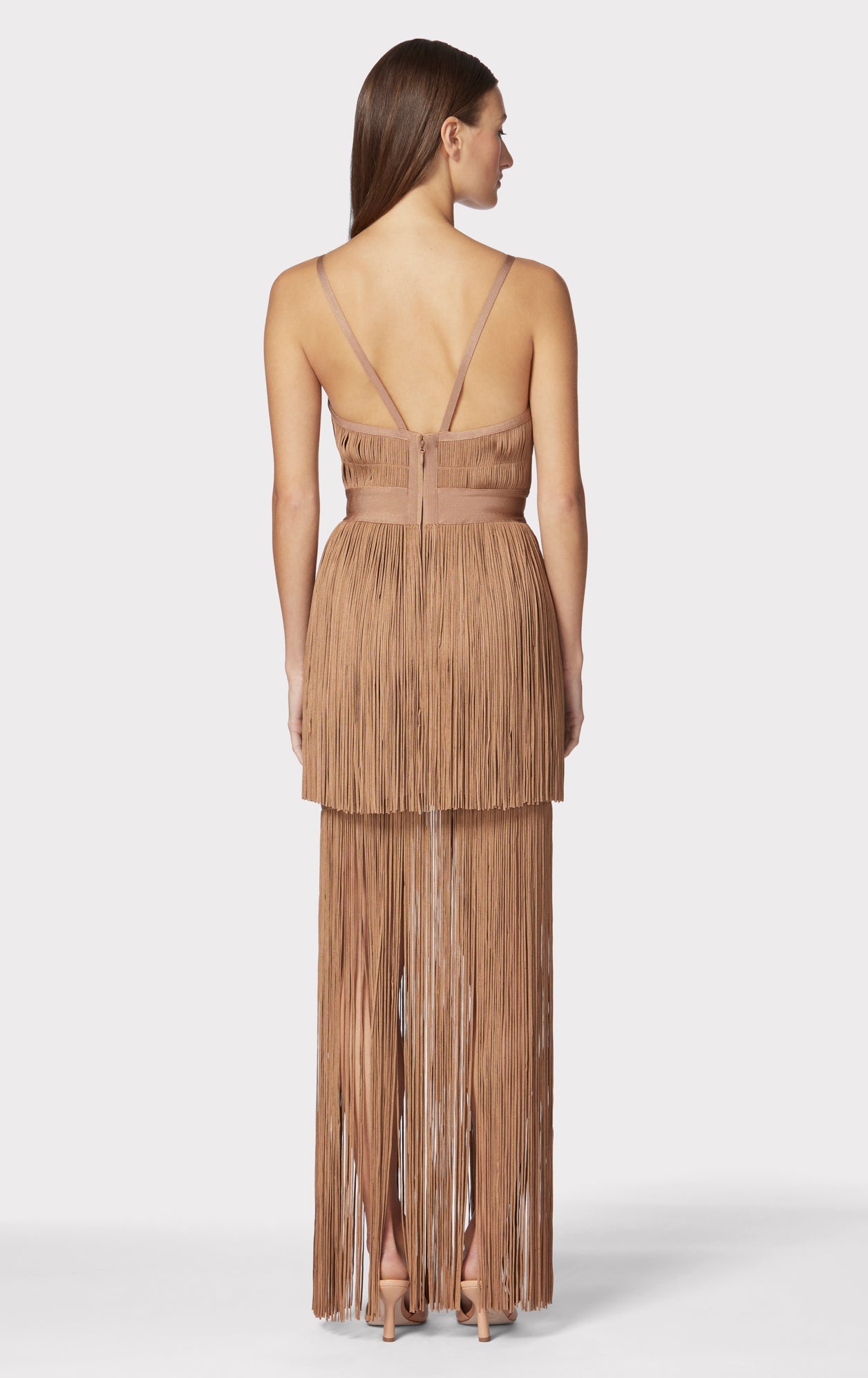 Plunging Fringe Gown | Toffee