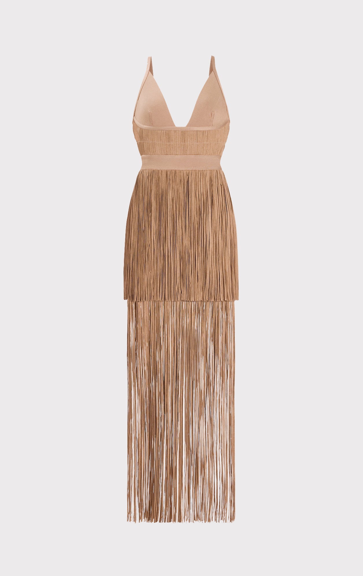 Plunging Fringe Gown | Toffee