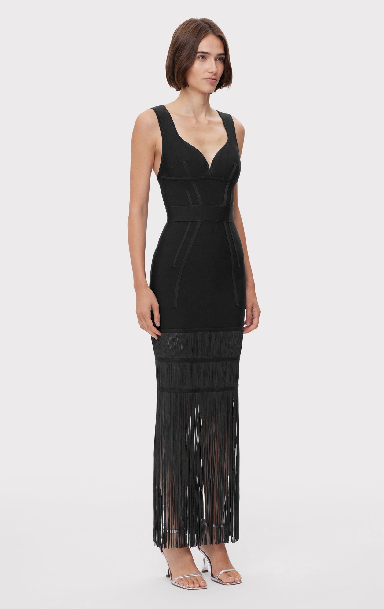 Sweetheart Fringe Gown | Black