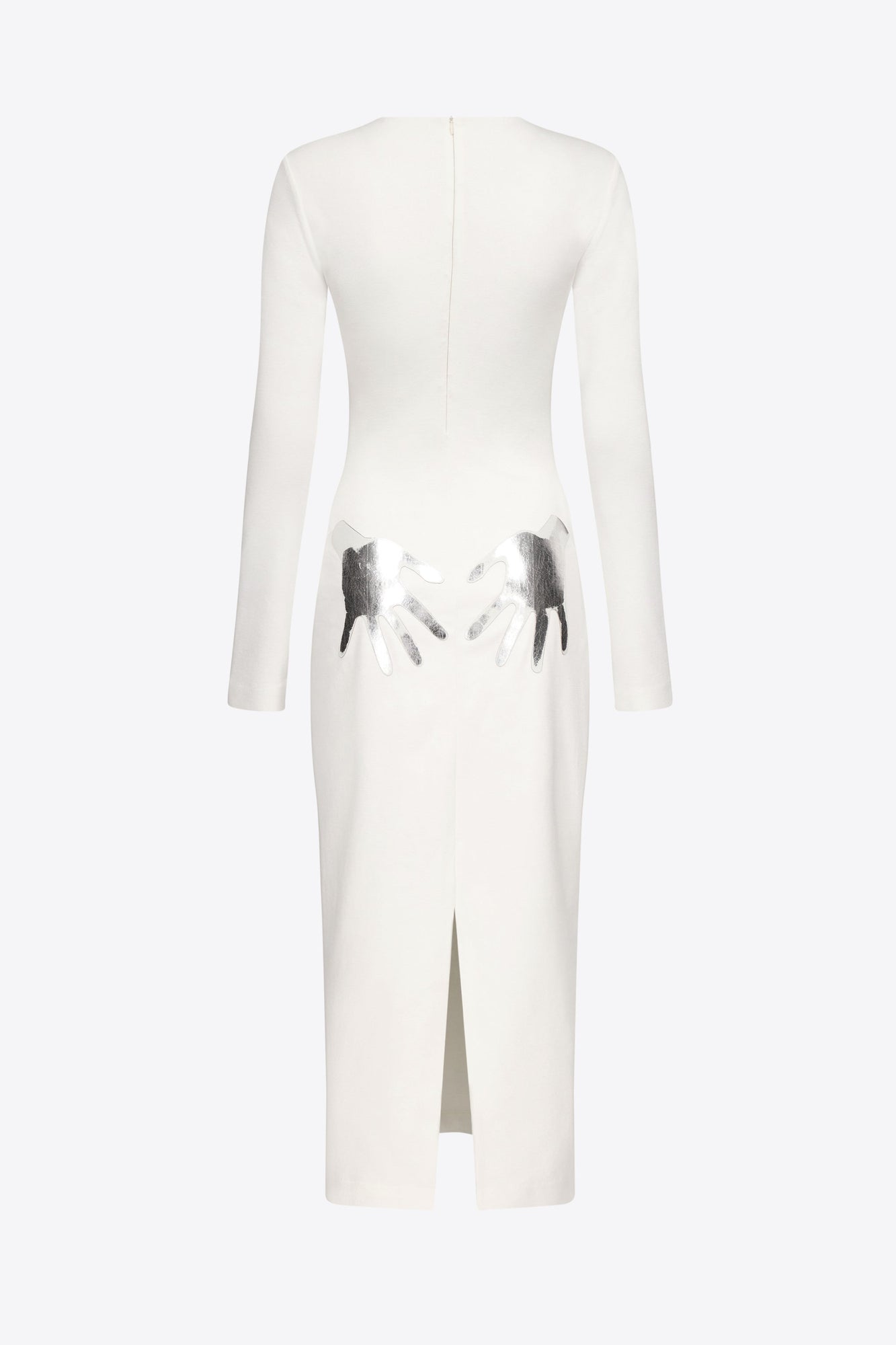 Handprint Long Sleeve Midi Dress | Off White