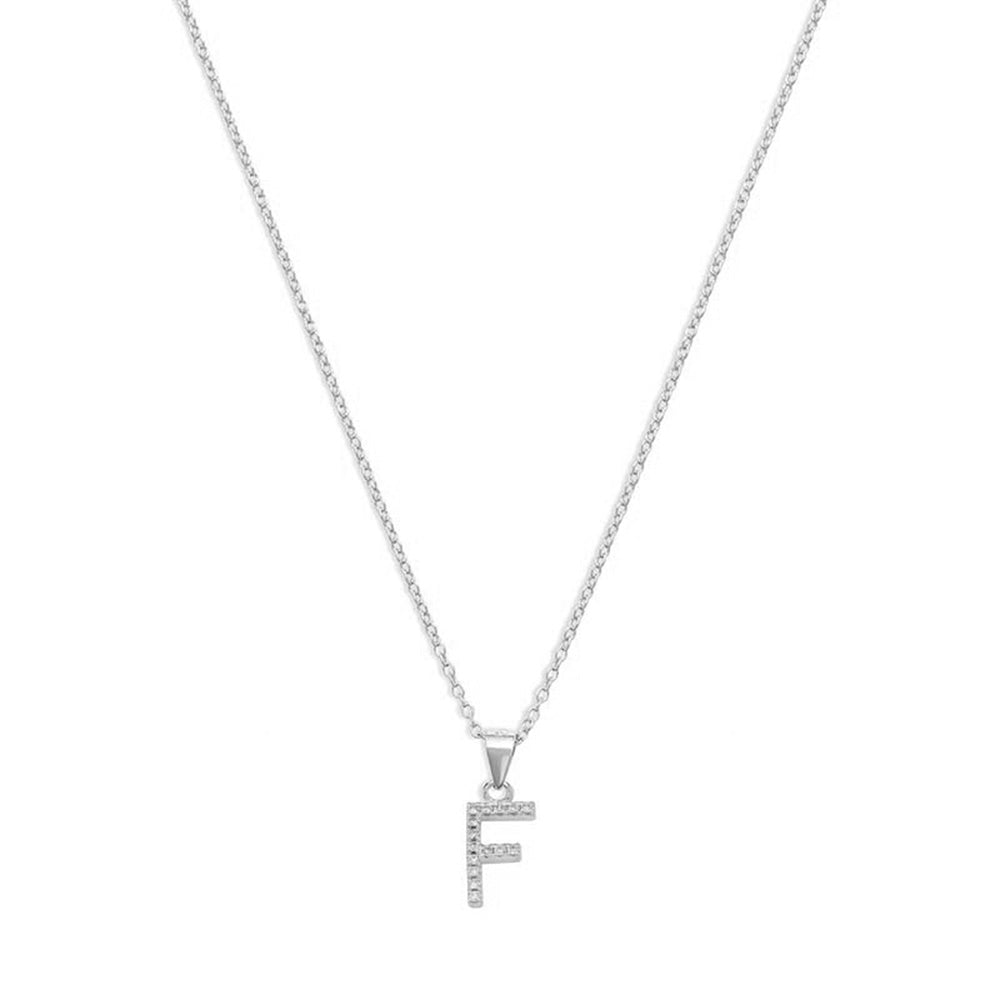 The Pave Single Block Initial Necklace | 18KT Gold Vermeil & Sterling Silver