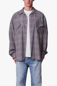 Faded Print Flannel Shirt | Grey