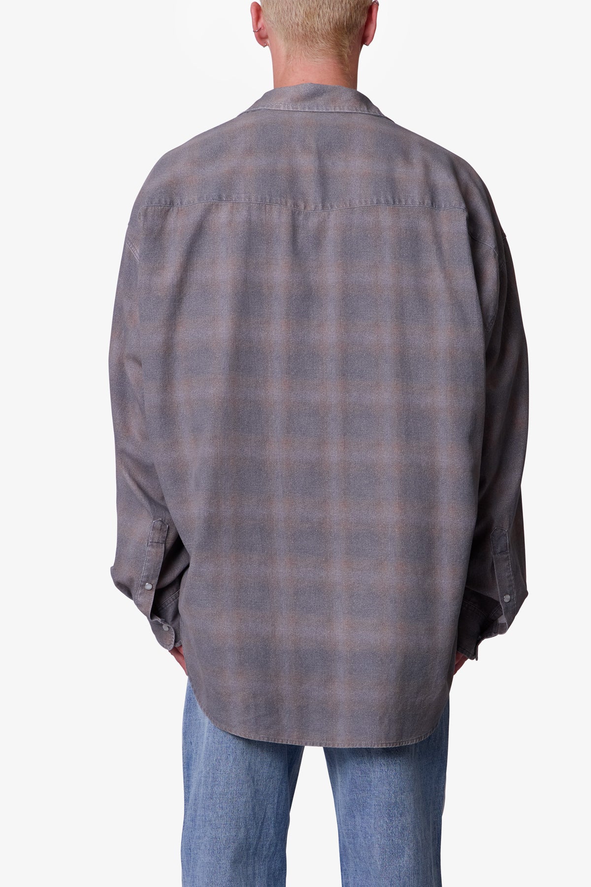 Faded Print Flannel Shirt | Grey