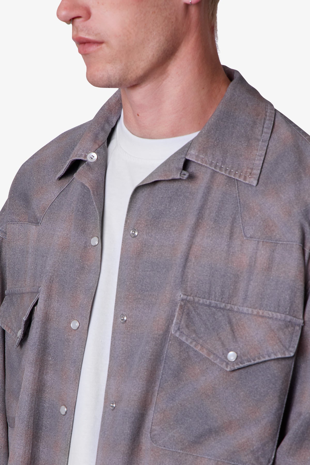 Faded Print Flannel Shirt | Grey