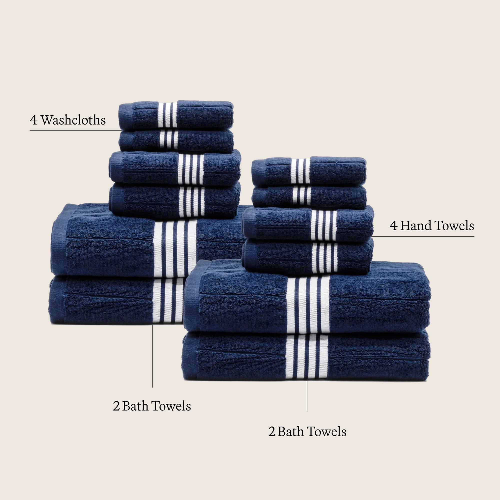 Nautilus Australian Cotton Towels | Navy/White