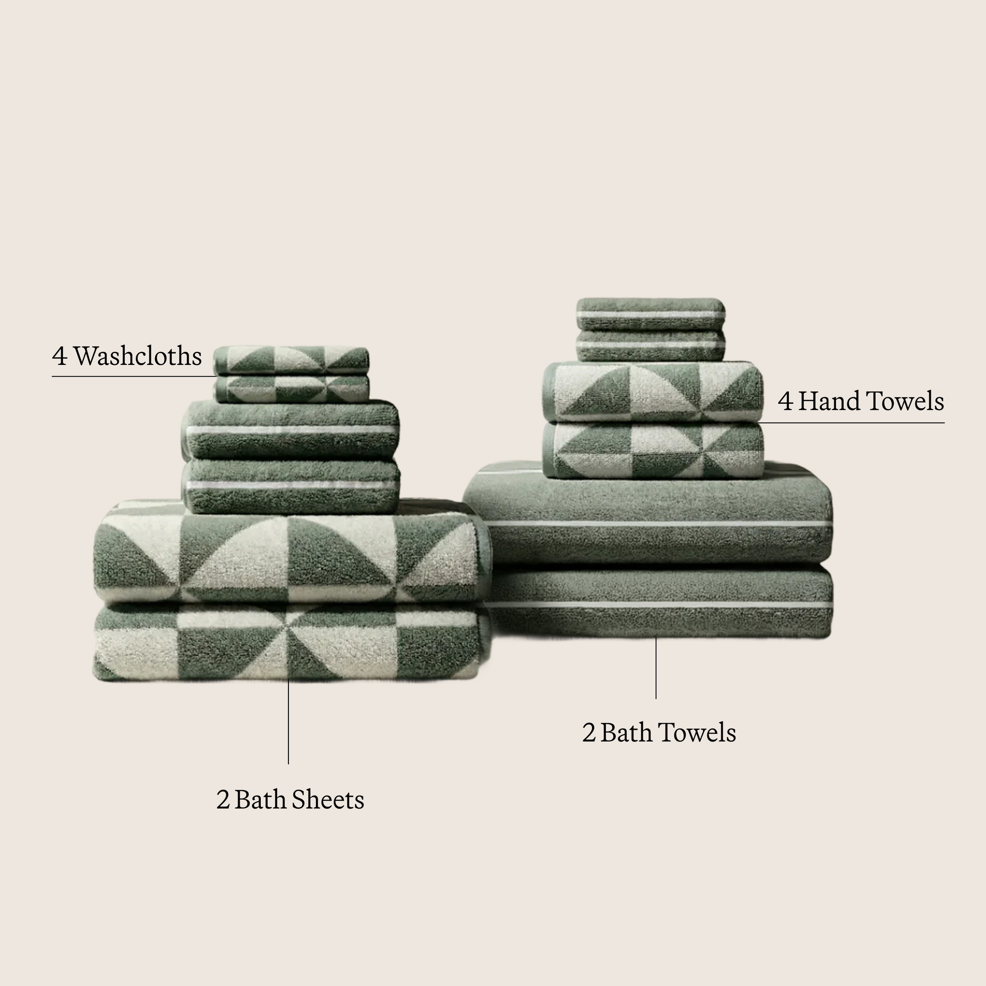 Deia Australian Cotton Towels | Sage/Ecru