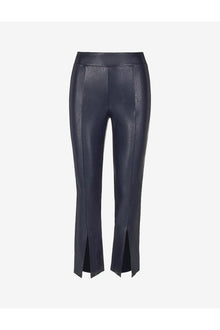 Faux Leather 7/8 Split Front Pant | Navy