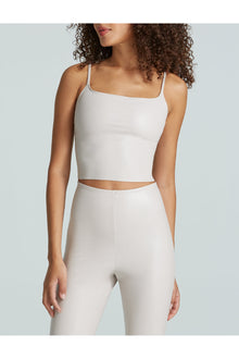 Faux Leather Cami Crop Top | Porcelain