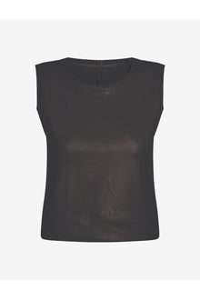 Faux Leather Crop Muscle | Black