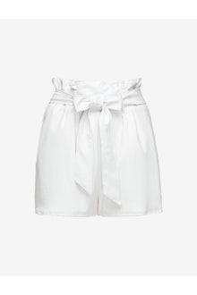 Faux Leather Paperbag Short | White