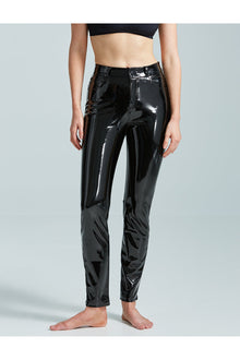 Faux Patent Leather Five Pocket Pant | Black