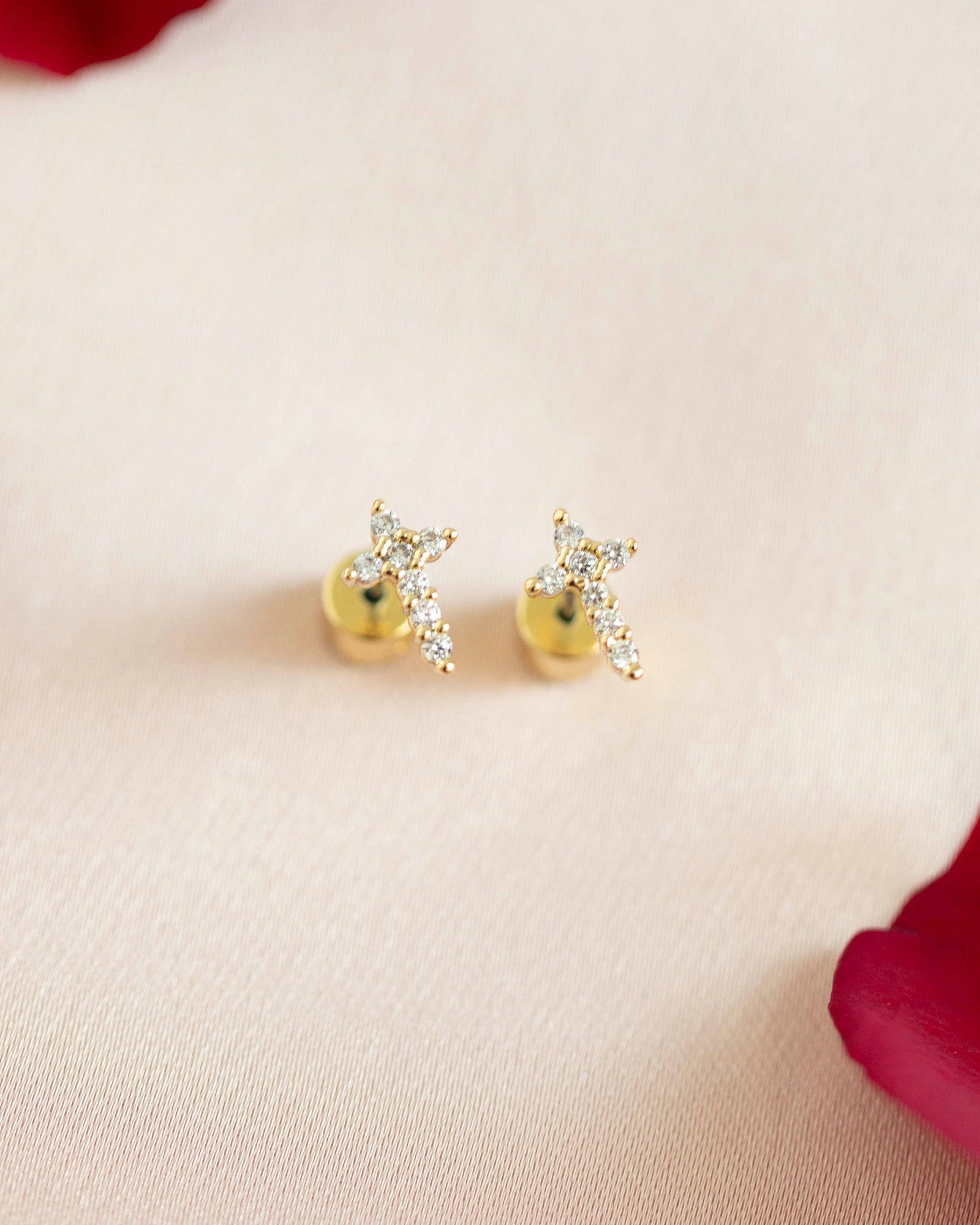 Faye Studs | Clear Crystal | 14K Gold Plated