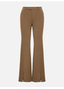 Fine Knitted Front Slits Pants | Brown