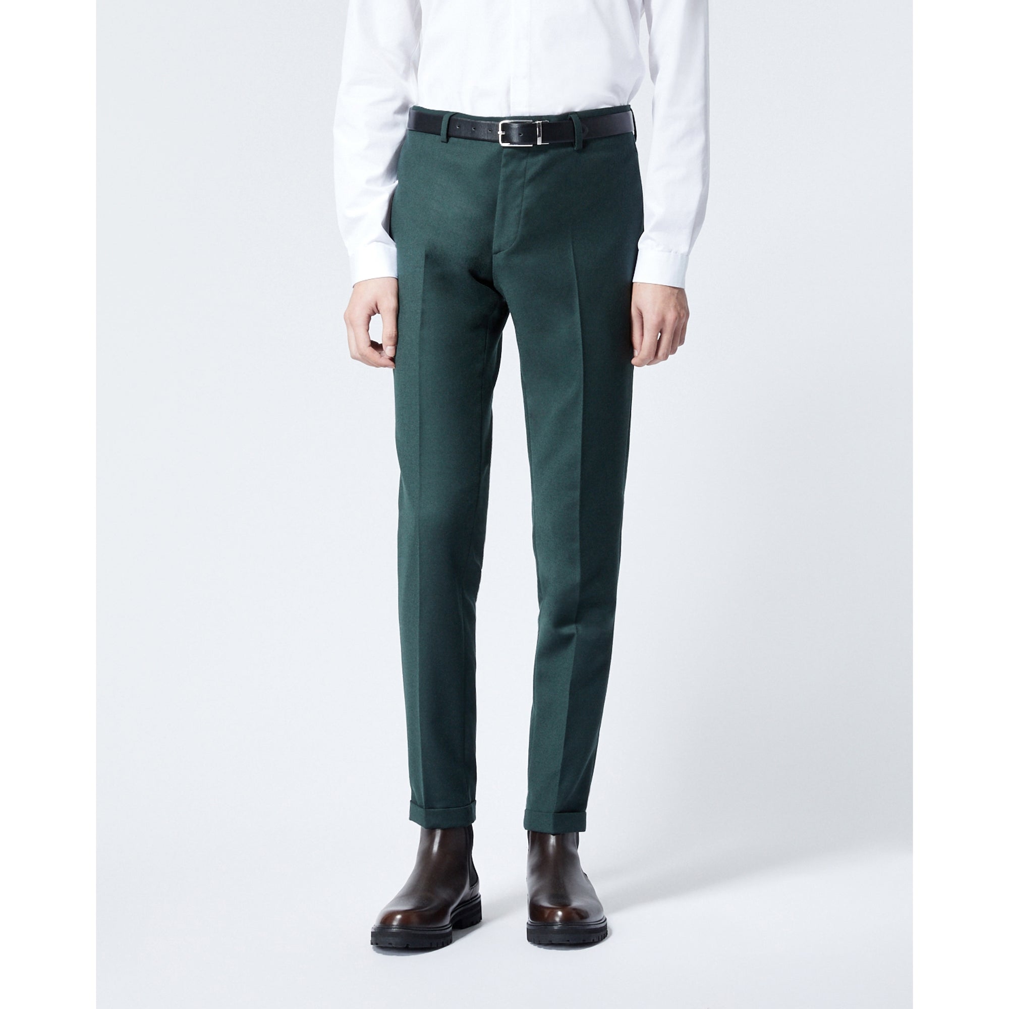 Fitted Dark Suit Pants In Wool | Men | Green