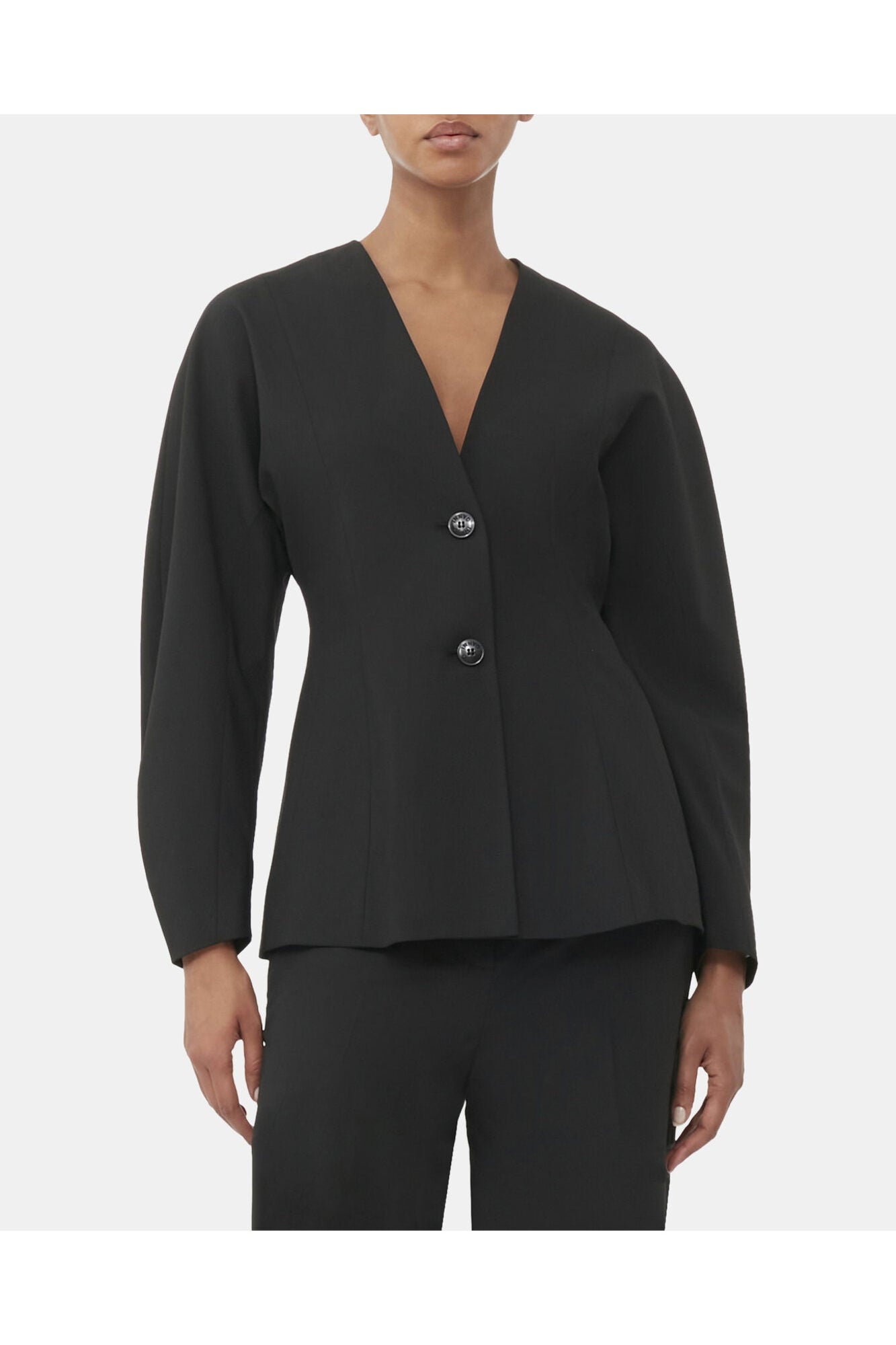 Fitted Drapey Melange Blazer | Black