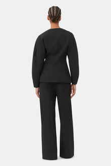 Fitted Drapey Melange Blazer | Black