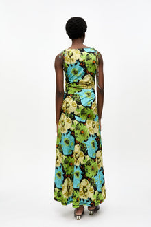 Floral Lycra Jersey Gathered Dress | Multicolour