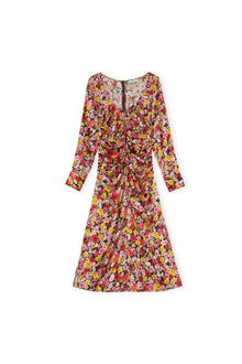 Floral Silk Blend Gather Dress | Mole