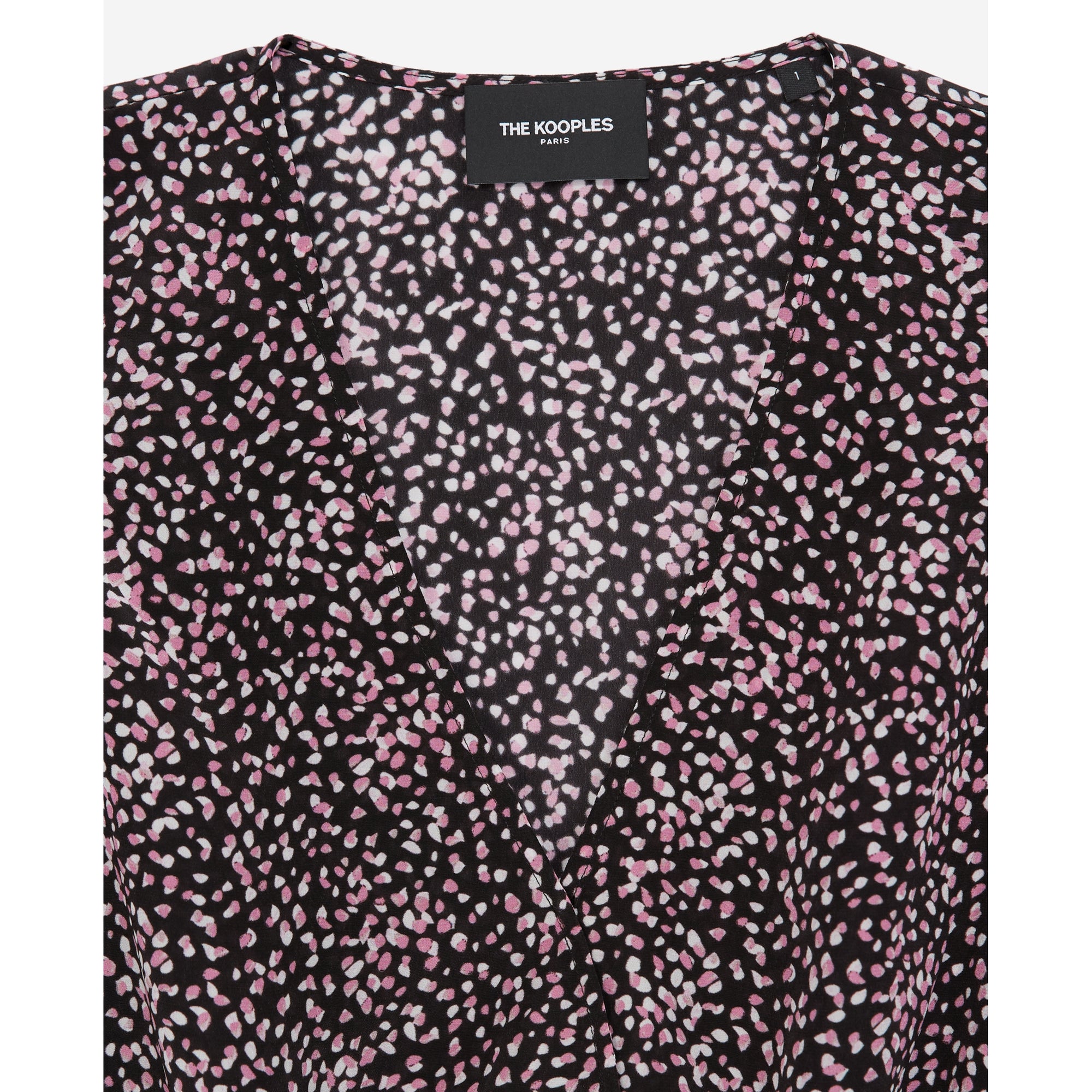 Flowing And Polka-Dot Top | Women | Black x Pink