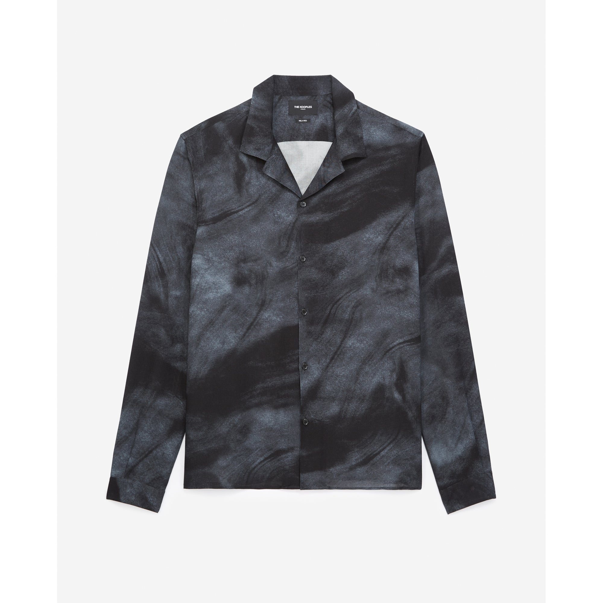 Flowing Gray And White Printed Shirt | Men | Anthracite