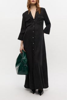 Fluid Cupro Maxi Dress | Black
