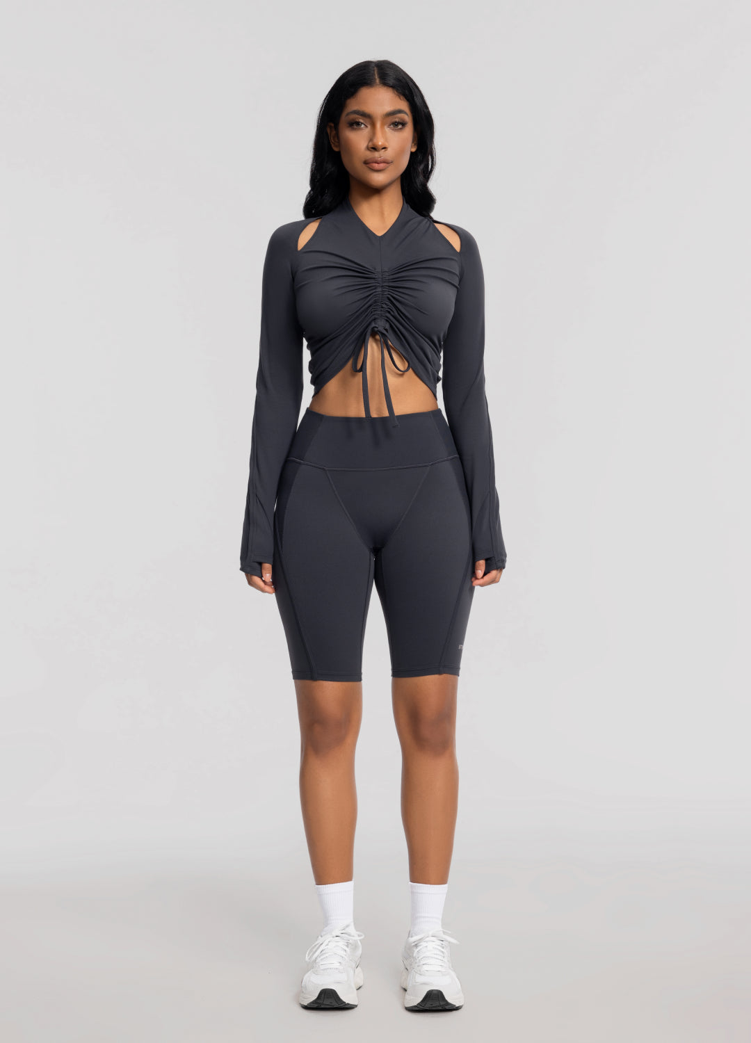 High-Waisted Performance Biker Shorts | Charcoal