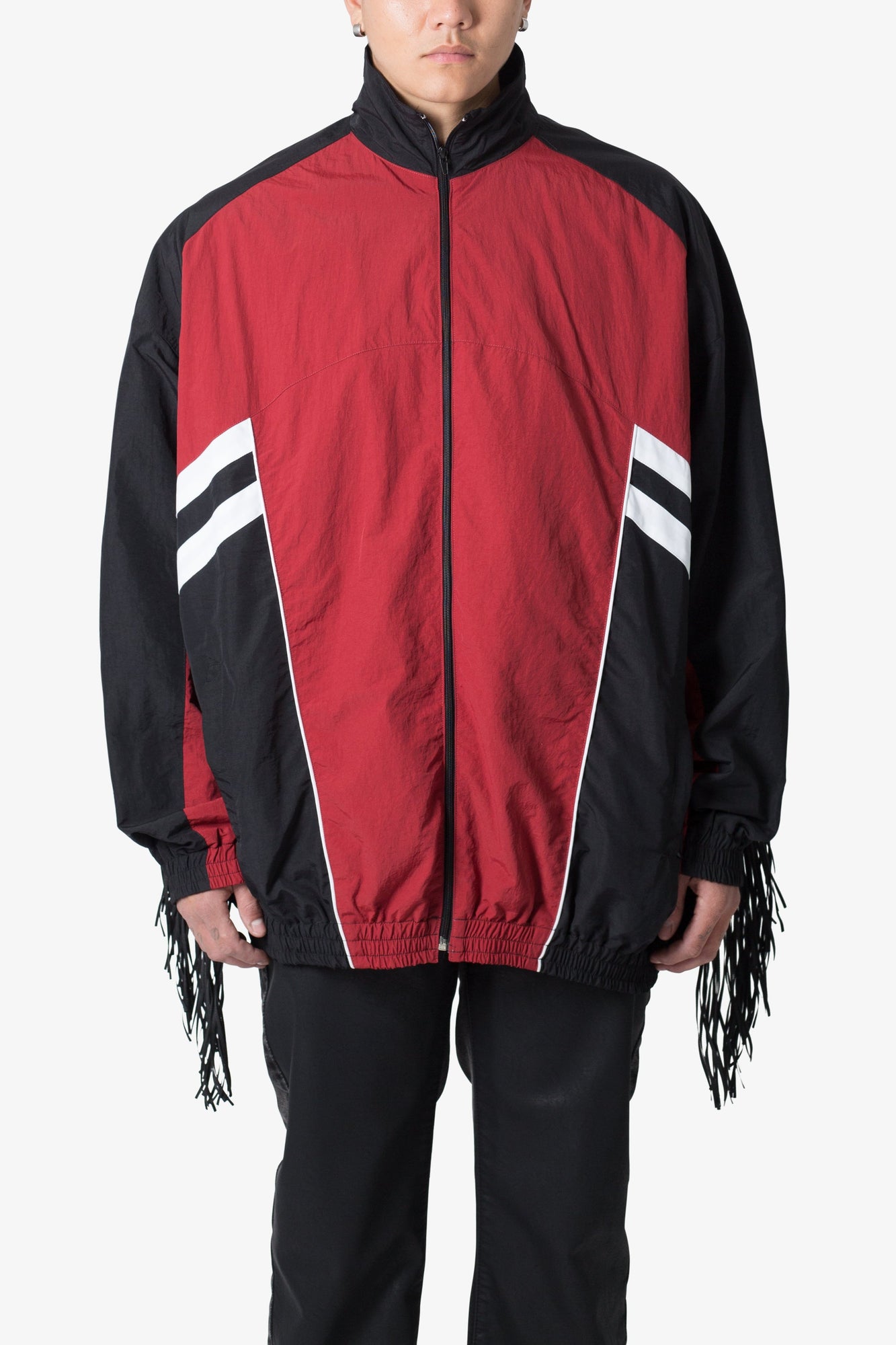 Fringe Nylon Track Jacket | Red x Black