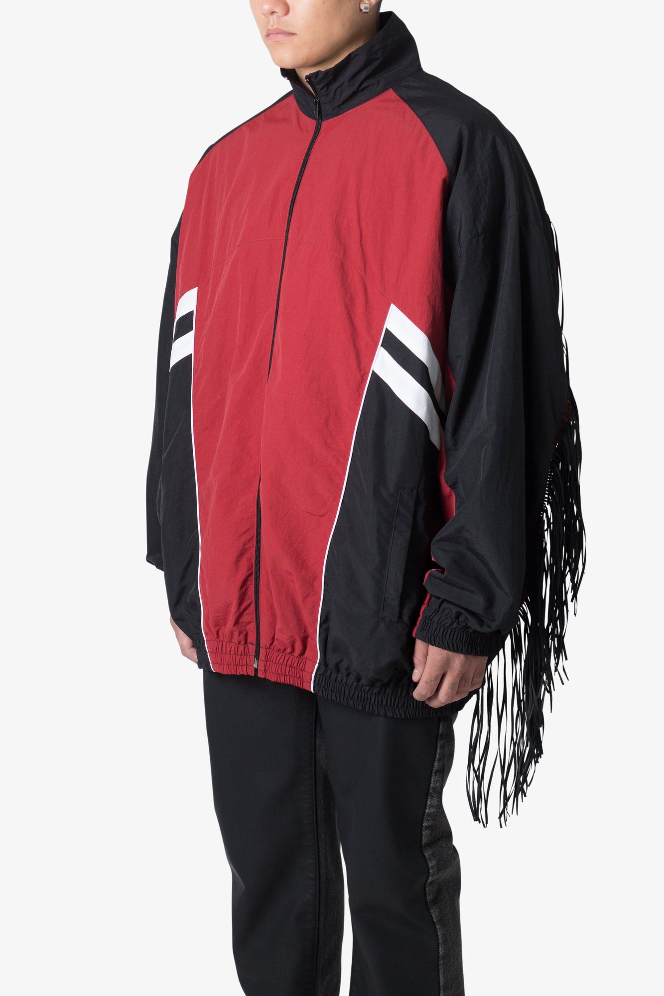 Fringe Nylon Track Jacket | Red x Black