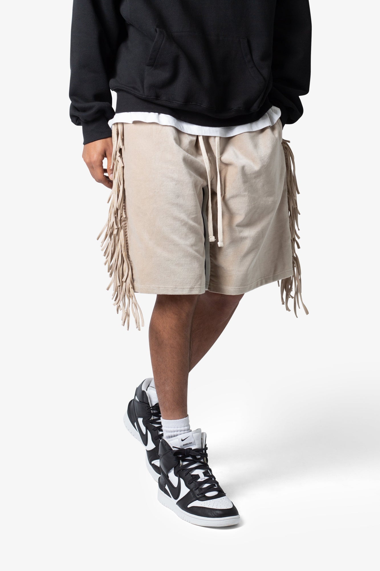 Fringe Velour Sweatshorts | Dust
