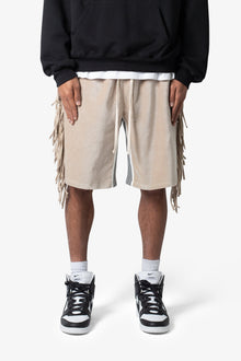 Fringe Velour Sweatshorts | Dust