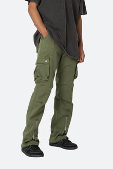 Front Zip Flare Cargo Pants | Olive
