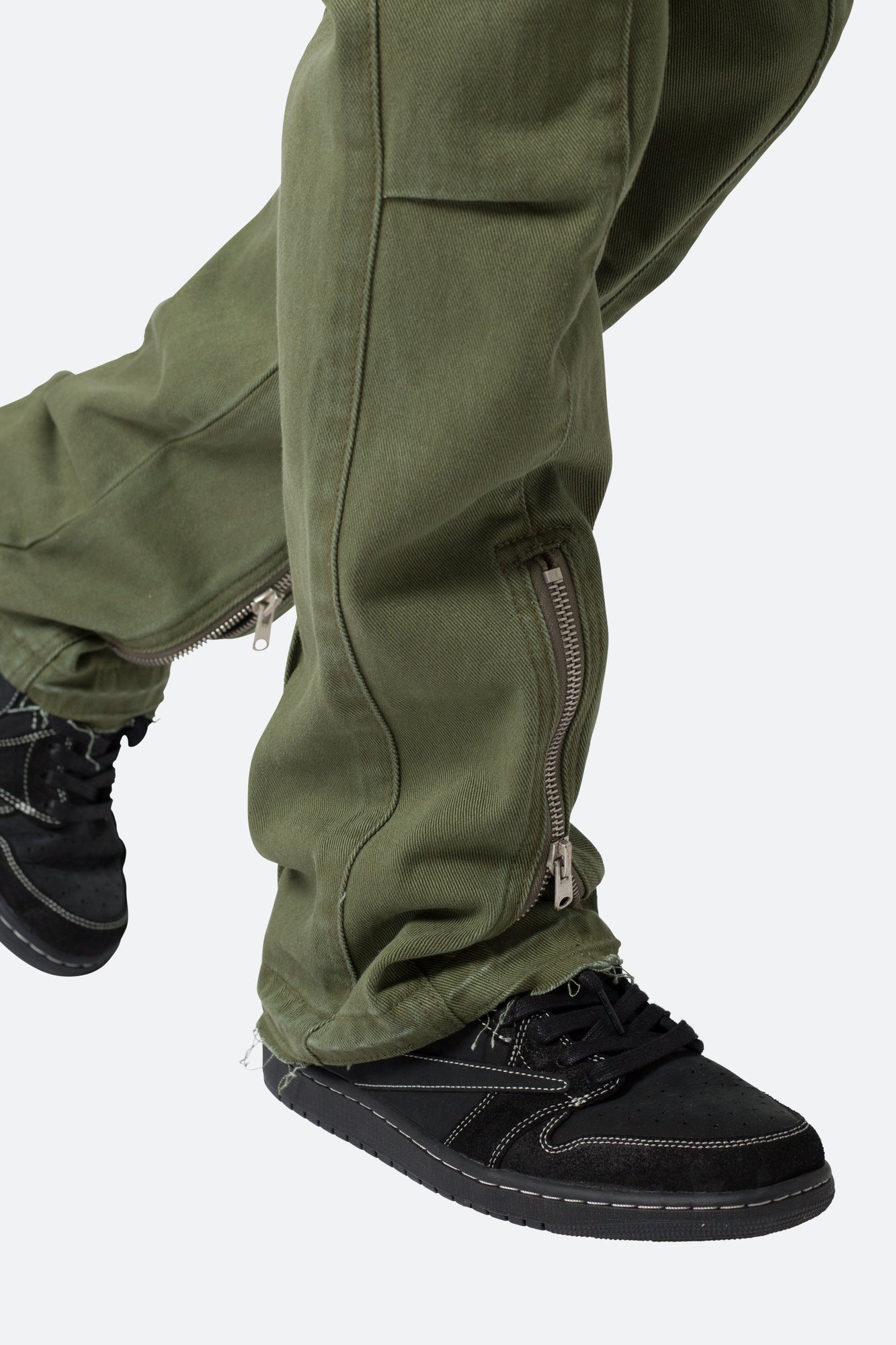 Front Zip Flare Cargo Pants | Olive