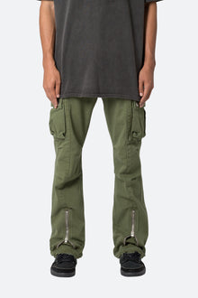 Front Zip Flare Cargo Pants | Olive
