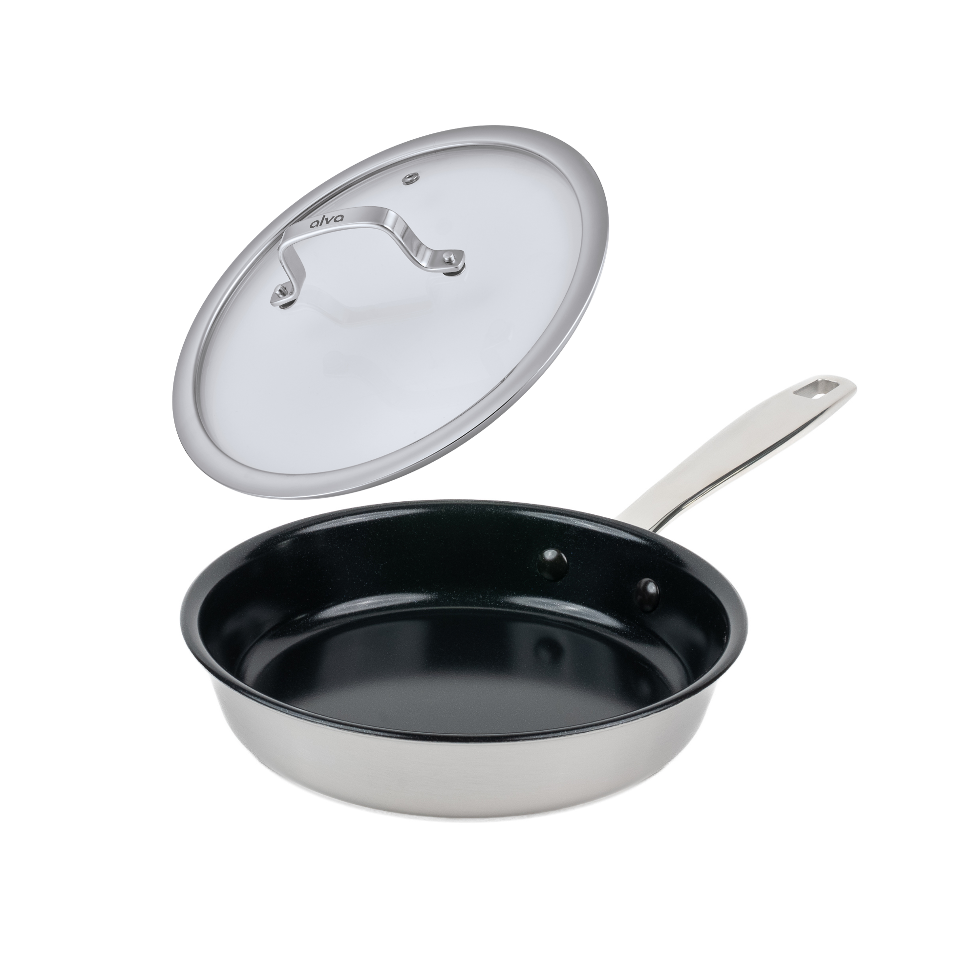 Maestro Frying pan 5-ply With Lid 9.5" | Silver/Black