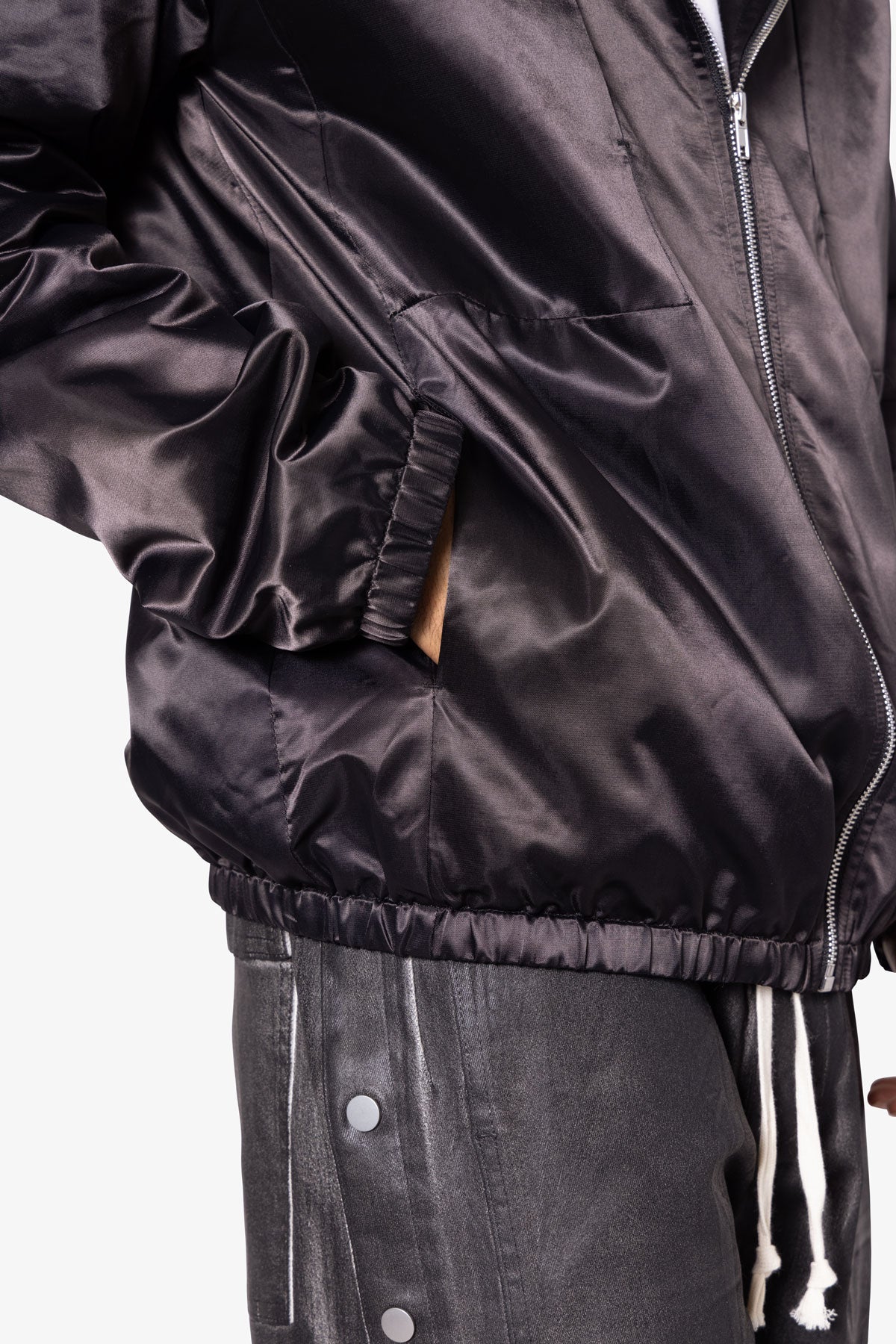Full Zip Paneled Fight Jacket | Black