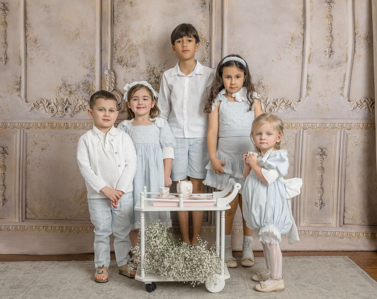 Charlotte Baby Blue Linen Romper - Petite Maison Kids