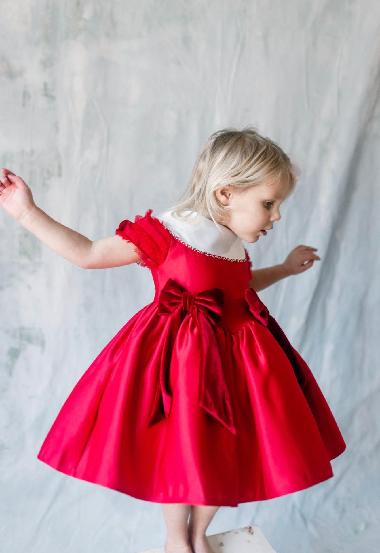Girl | Holly Amad Satin Ceremony Dress | Red