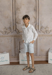 Boy | Charlotte Baby Blue Boys' Button Down Shirt | White