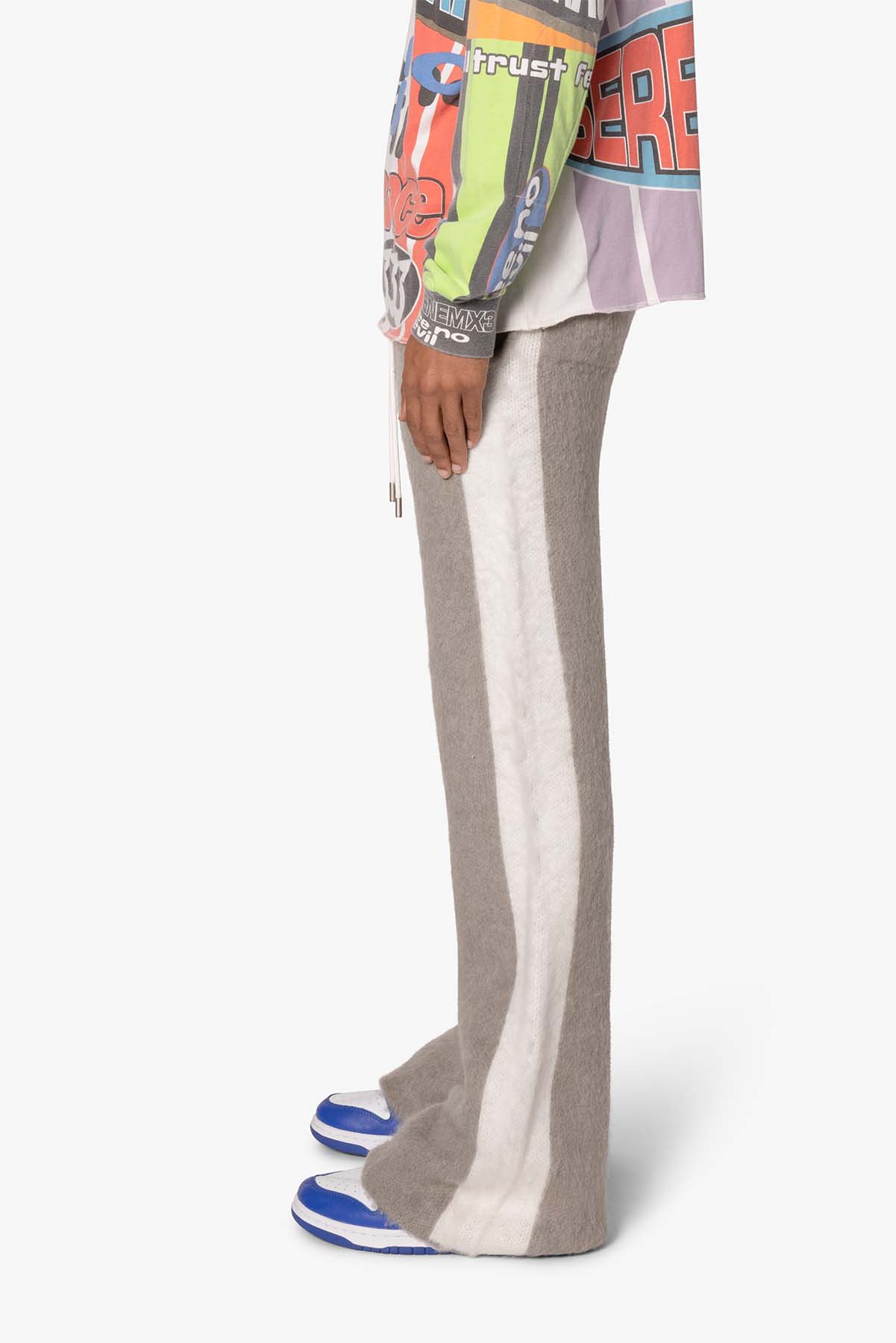 Fuzzy Stripe Sweatpants | Grey