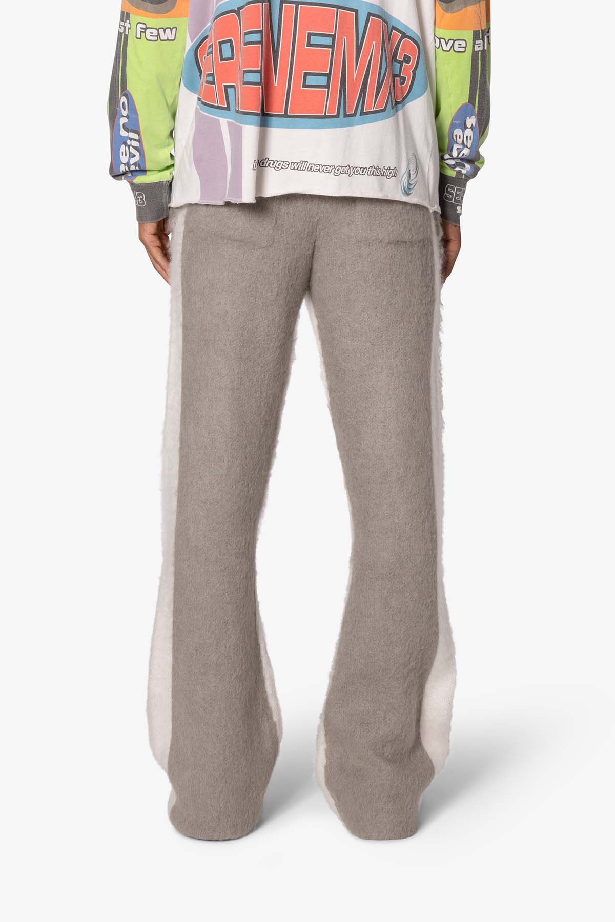 Fuzzy Stripe Sweatpants | Grey
