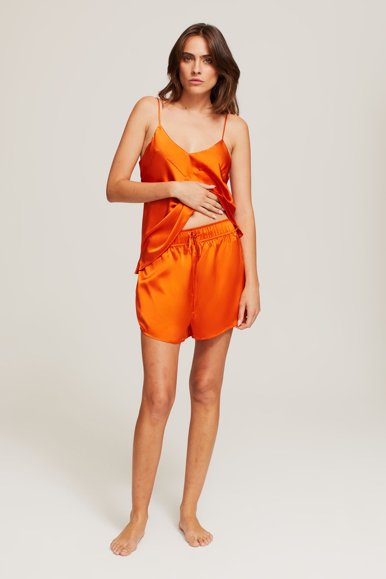 GINIA Noa Shorts  in Persimmon - 100% Silk